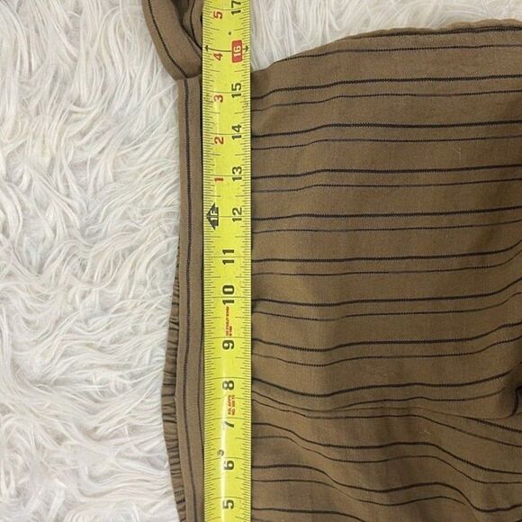 Calvin Klein Linen Brown Pinstriped Elastic Waist Tie Wide Leg Cropped Pants 6 - Picture 5 of 12
